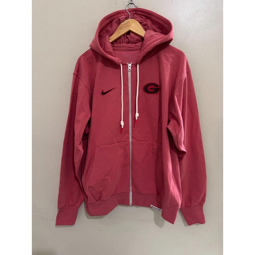 Men's L Nike UGA Georgia Bulldogs Team Issue PE Travel Full-Zip Hoodie Red NCAA